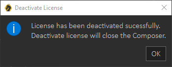 Click Yes then ok, now the user can successfully move his license to another machine or deactivate it.