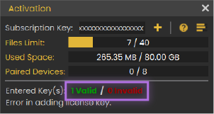 Once the key was entered, there should be a message like an image below, indicating that the key is valid and activated.