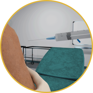 Users will be able to study the different types of injections that can be given at various sites, each with its own unique set of steps, as well as practice administering the injection to a patient.