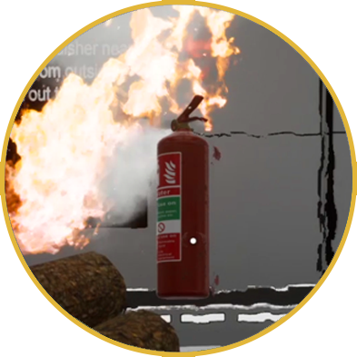 Present users with various scenarios, such as electrical fires, grease fires, or combustible material fires