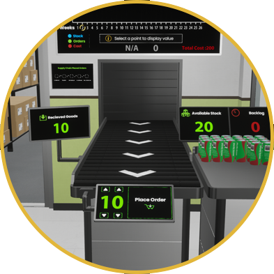 The VR experience aims to educate users on supply chain management through the interactive Beer Game. Participants gain practical insights into decision-making, dynamics, and interconnected processes, enhancing their skills in a hands-on virtual environment