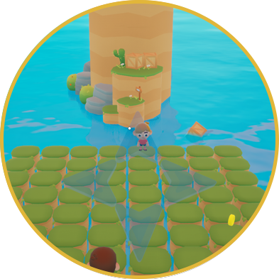 Compete to gather the most randomly appearing items on a floating island. Navigate obstacles, outsmart opponents, and use strategic movement to win. The player with the most collected items by the end of the game is the winner.