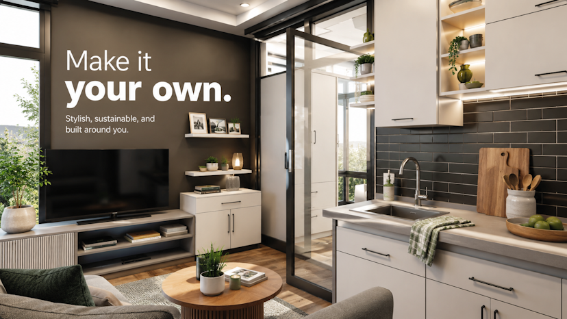 Personalized manufactured home interior furnished in VR so buyers can make it their own