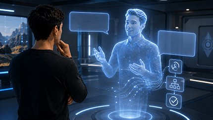 Real-time AI agent conversing with users in SimLab Composer 16